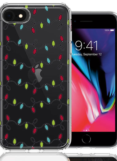 Apple iPhone 6/7/8/SE Vintage Christmas Lights Design Double Layer Phone Case Cover