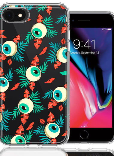 Apple iPhone 6/7/8/SE Halloween Creepy Tropical Eyeballs Design Double Layer Phone Case Cover