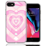 Apple iPhone 6/7/8/SE Pink Gem Hearts Design Double Layer Phone Case Cover