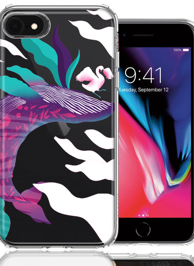 Apple iPhone 6/7/8/SE Mystic Floral Whale Design Double Layer Phone Case Cover