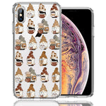 Apple iPhone XS/X Cute Morning Coffee Lovers Gnomes Characters Drip Iced Latte Americano Espresso Brown Double Layer Phone Case Cover