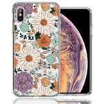 Apple iPhone XS/X Feminine Classy Flowers Fall Toned Floral Wallpaper Style Double Layer Phone Case Cover