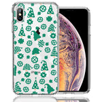 Apple iPhone XS/X Lucky Green St Patricks Day Cute Gnomes Shamrock Polkadots Double Layer Phone Case Cover