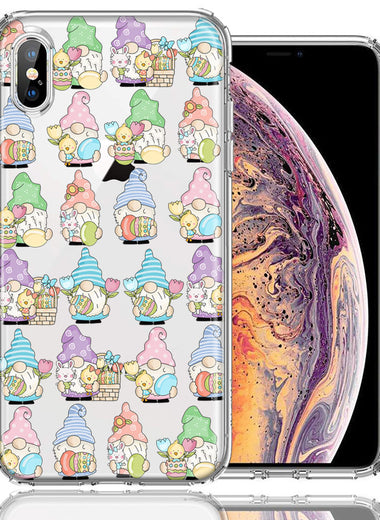 Apple iPhone XS/X Pastel Easter Cute Gnomes Spring Flowers Eggs Holiday Seasonal Double Layer Phone Case Cover