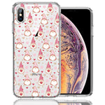 Apple iPhone XS/X Pink Blush Valentines Day Flower Hearts Gnome Characters Cute Double Layer Phone Case Cover
