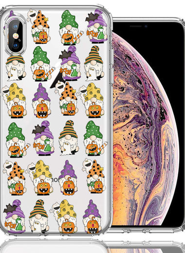 Apple iPhone XS/X Spooky Halloween Gnomes Cute Characters Holiday Seasonal Pumpkins Candy Ghosts Double Layer Phone Case Cover