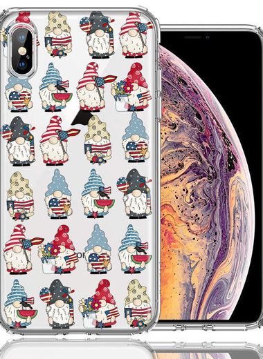 Apple iPhone XS/X USA Fourth Of July American Summer Cute Gnomes Patriotic Parade Double Layer Phone Case Cover