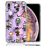 Apple iPhone XR Classic Haunted Horror Halloween Nightmare Characters Spider Webs Design Double Layer Phone Case Cover