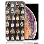 Apple iPhone XR Cute Morning Coffee Lovers Gnomes Characters Drip Iced Latte Americano Espresso Brown Double Layer Phone Case Cover