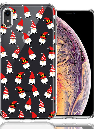 Apple iPhone XR Cute Red Christmas Holiday Santa Gnomes Design Double Layer Phone Case Cover