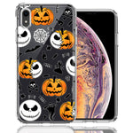 Apple iPhone XR Halloween Jack-O-Lantern Pumpkin Skull Spooky Design Double Layer Phone Case Cover