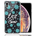 Apple iPhone XR Christmas Holiday Let It Snow Winter Blue Snowflakes Design Double Layer Phone Case Cover