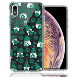 Apple iPhone XR Lucky Green St Patricks Day Cute Gnomes Shamrock Polkadots Double Layer Phone Case Cover