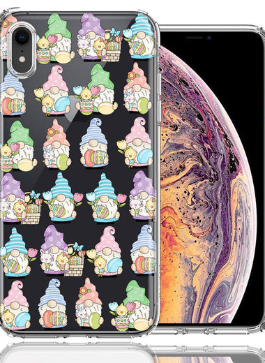 Apple iPhone XR Pastel Easter Cute Gnomes Spring Flowers Eggs Holiday Seasonal Double Layer Phone Case Cover