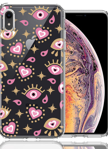 Apple iPhone XR Pink Evil Eye Lucky Love Law Of Attraction Design Double Layer Phone Case Cover