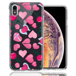 Apple iPhone XR Pretty Valentines Day Hearts Chocolate Candy Angel Flowers Double Layer Phone Case Cover