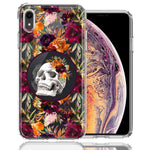 Apple iPhone XR Romance Is Dead Valentines Day Halloween Skull Floral Autumn Flowers Double Layer Phone Case Cover
