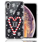 Apple iPhone XR Winter Joy Snow Peppermint Candy Cane Heart Festive Christmas Double Layer Phone Case Cover