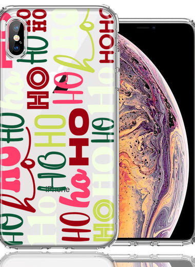 Apple iPhone XS Max Christmas Santa Ho Ho Ho textagraphy Festive Holiday Double Layer Phone Case Cover