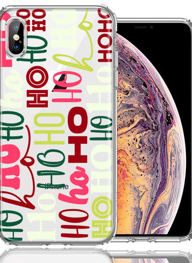Apple iPhone XS/X Christmas Santa Ho Ho Ho textagraphy Festive Holiday Double Layer Phone Case Cover