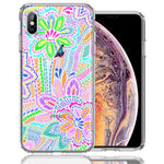 Apple iPhone XS/X Colorful Summer Flowers Doodle Art Design Double Layer Phone Case Cover