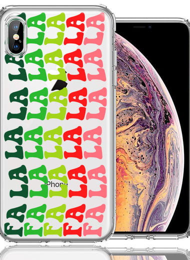 Apple iPhone XS Max Deck The Halls Christmas Carol Falala Festive Lyric Vintage 70s Letters Double Layer Phone Case Cover