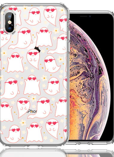 Apple iPhone XS/X Floating Heart Glasses Love Ghosts Vaneltines Day Cutie Daisy Double Layer Phone Case Cover