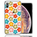 Apple iPhone XS Max Groovy Gradient Retro Color Flowers Double Layer Phone Case Cover