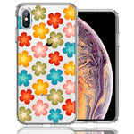 Apple iPhone XS/X Groovy Gradient Retro Color Flowers Double Layer Phone Case Cover