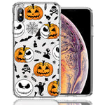 Apple iPhone XS Max Halloween Jack-O-Lantern Pumpkin Skull Spooky Design Double Layer Phone Case Cover
