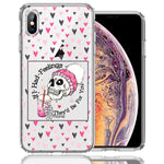 Apple iPhone XS Max Pink Dead Valentine Skull Frap Hearts If I had Feelings They'd Be For You Love Double Layer Phone Case Cover