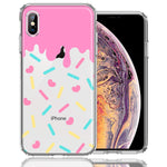 Apple iPhone XS Max Pink Drip Frosting Cute Heart Sprinkles Kawaii Cake Design Double Layer Phone Case Cover