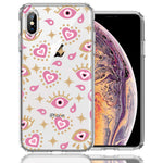 Apple iPhone XS/X Pink Evil Eye Lucky Love Law Of Attraction Design Double Layer Phone Case Cover