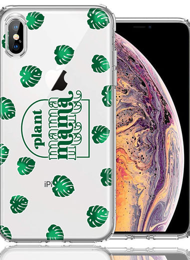 Apple iPhone XS/X Plant Mama Houseplant Lover Monstera Tropical Leaf Green Design Double Layer Phone Case Cover