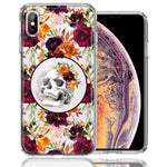 Apple iPhone XS Max Romance Is Dead Valentines Day Halloween Skull Floral Autumn Flowers Double Layer Phone Case Cover