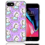 Apple iPhone 6/7/8/SE Cute Unicorns Purple Design Double Layer Phone Case Cover