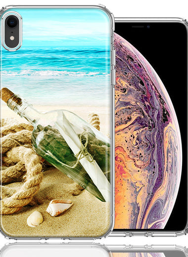 Apple iPhone XR Beach Message Bottle Design Double Layer Phone Case Cover