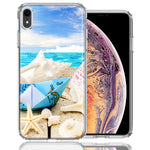 Apple iPhone XR Beach Paper Boat Design Double Layer Phone Case Cover