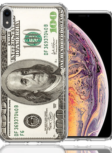 Apple iPhone XR Benjamin $100 Bill Design Double Layer Phone Case Cover