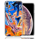 Apple iPhone XR Blue Orange Abstract Design Double Layer Phone Case Cover