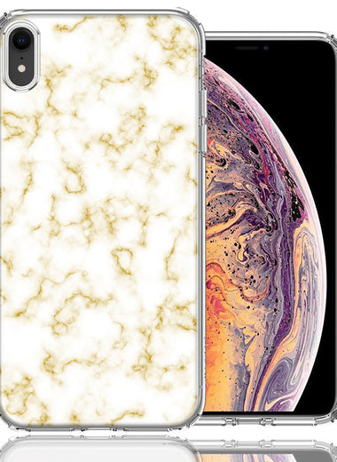 Apple iPhone XR Gold Marble Design Double Layer Phone Case Cover