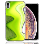Apple iPhone XR Green White Abstract Design Double Layer Phone Case Cover