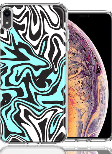 Apple iPhone XR Mint Black Abstract Design Double Layer Phone Case Cover