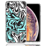 Apple iPhone XR Mint Black Abstract Design Double Layer Phone Case Cover