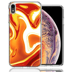 Apple iPhone XR Orange White Abstract Design Double Layer Phone Case Cover