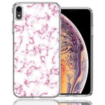 Apple iPhone XR Pink Marble Design Double Layer Phone Case Cover