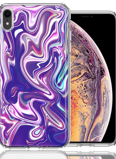 Apple iPhone XR Purple Paint Swirl  Design Double Layer Phone Case Cover