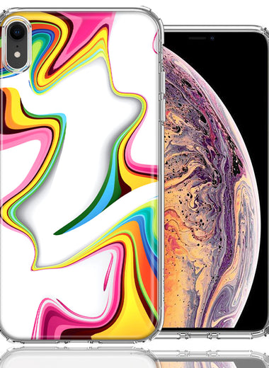 Apple iPhone XR Rainbow Abstract Design Double Layer Phone Case Cover
