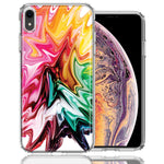 Apple iPhone XR Rainbow Flower Abstract Design Double Layer Phone Case Cover