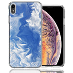 Apple iPhone XR Sky Blue Swirl Design Double Layer Phone Case Cover